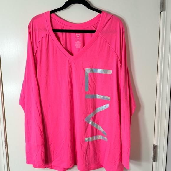 NWT Livi by Lane Bryant Active Neon Pink Long Sleeve Active Top Plus Size 22/24W - Picture 1 of 6